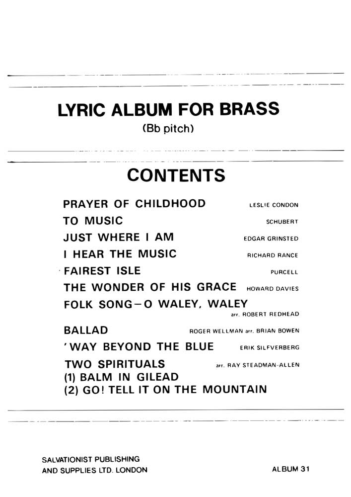 Instrumental Album No.31 - Lyric Album for Brass